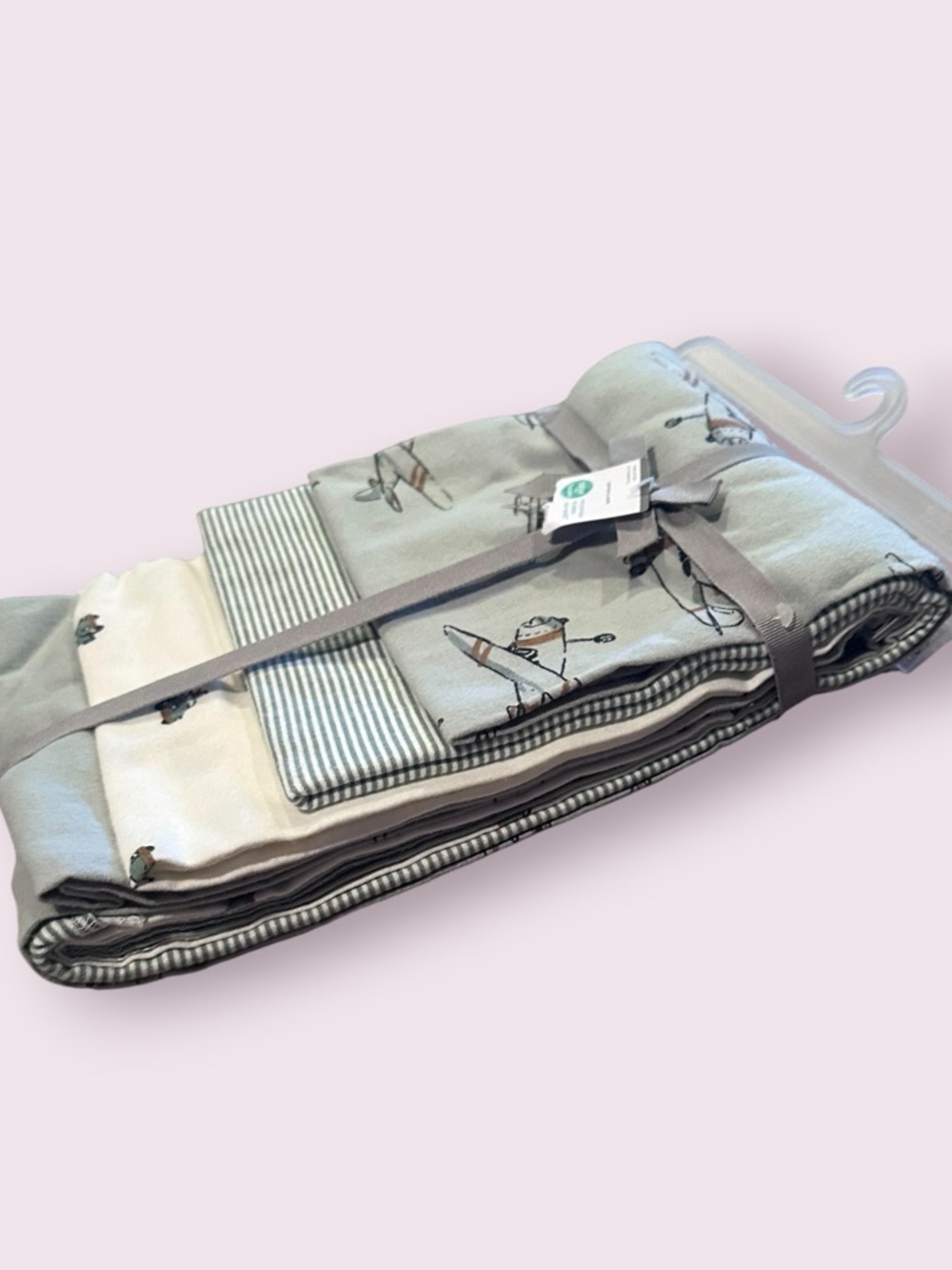 NWT Carter's Airplane Automobile Striped Print Baby Receiving Blanket Set - Picture 4 of 6